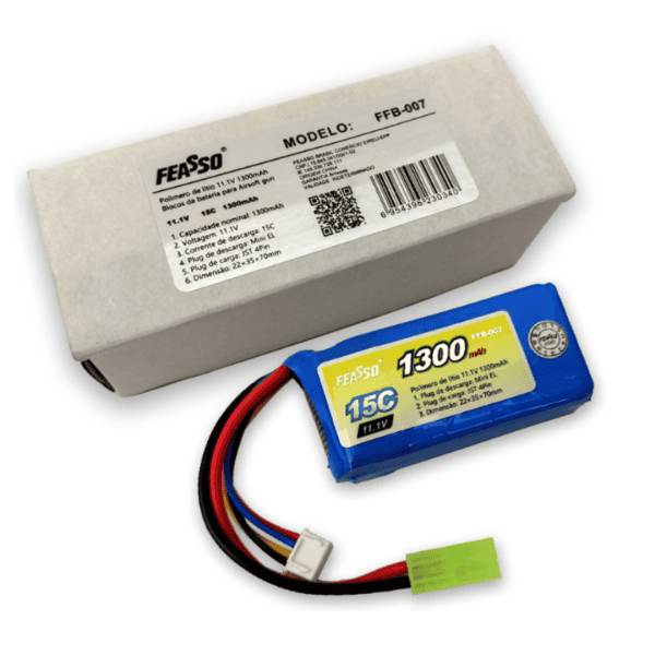 Bateria Lipo Airsoft - 11.1V 1300MAH 15C Feasso (3 Célula / 1 Stick) - Image 2