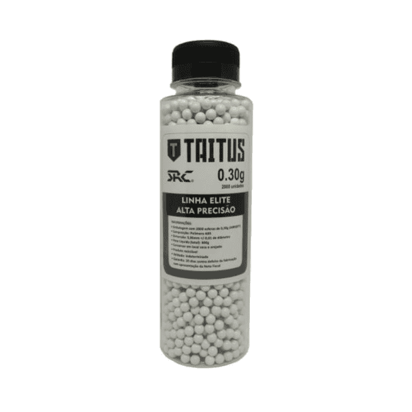 Munição BBs para Airsoft 6MM TAITUS 0.30G 2.000UN