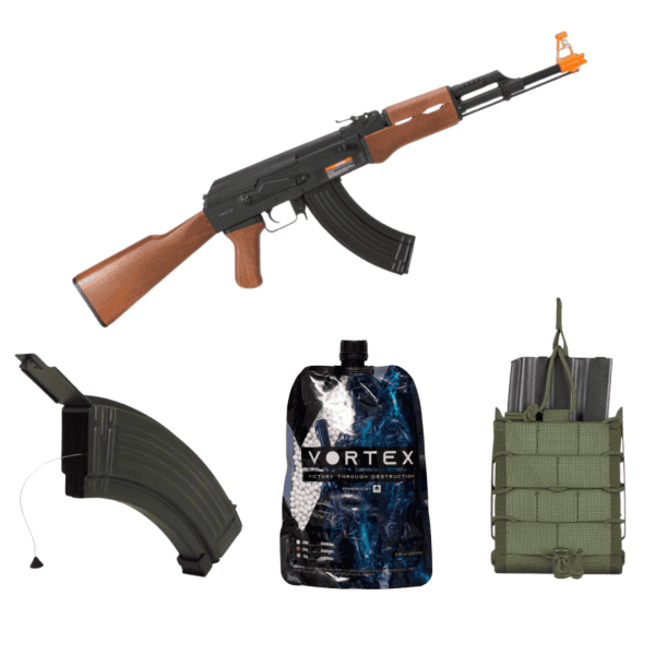 COMBO Rifle de Airsoft AK47 Cyma 6mm + Magazine AK Flash High + BBs Vortex 0.25g + Porta Carregador Invictus Reload 7.62