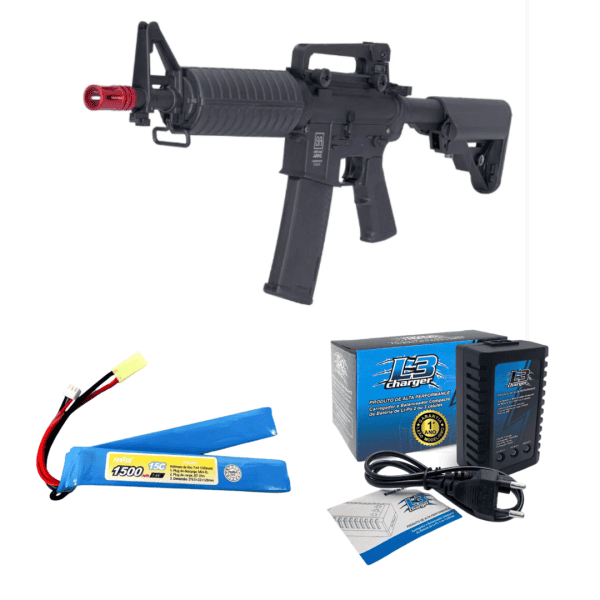 COMBO Rifle de Airsoft Specna M4 SA-C02 6mm + Bateria Feasso 7.4v (2S) + Carregador de Bateria L3