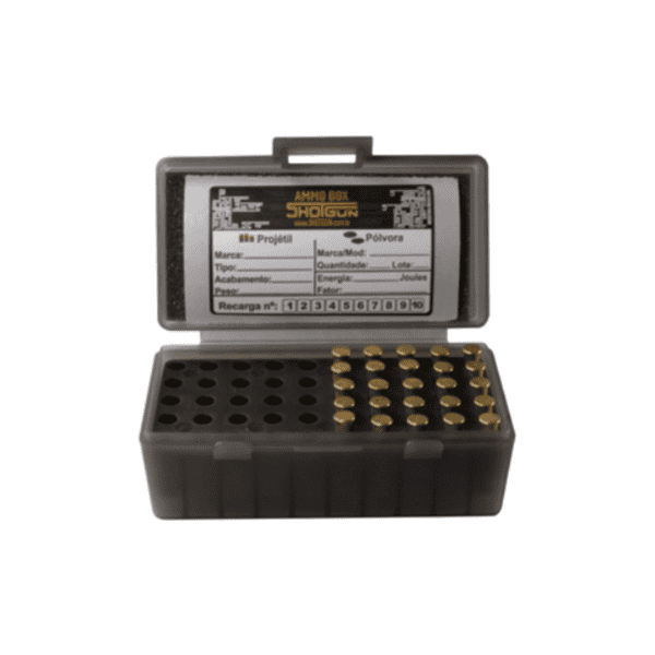 Caixa de Munição Shotgun para 50 Cartuchos Calibre 38 357 22LR Fume - Image 2
