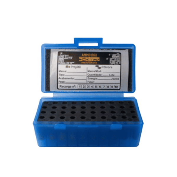 Caixa de Munição Shotgun para 50 Cartuchos Calibre 38 357 22LR Azul - Image 3