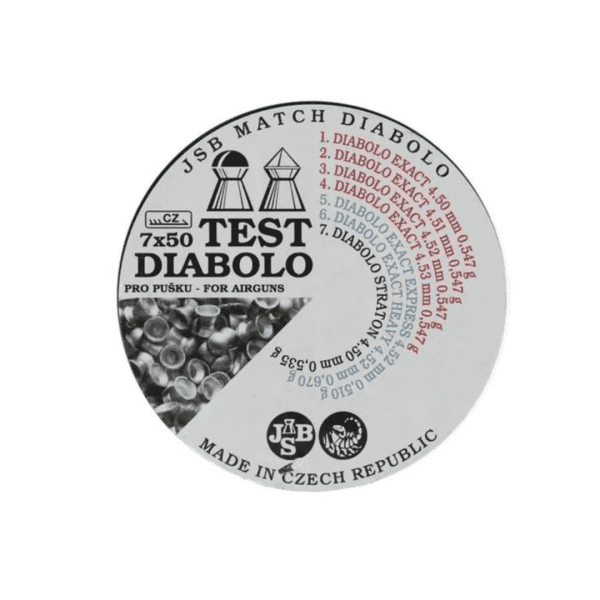 Chumbinho JSB Exact Diabolo Test 350un 4x 50 unid Exact 4,50/4,51/4,52/4,53 + 2x 50 un Expr
