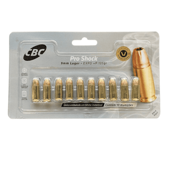 Munição CBC 9mm Luger EXPO +P 135gr Pro Shock 10un - Image 2