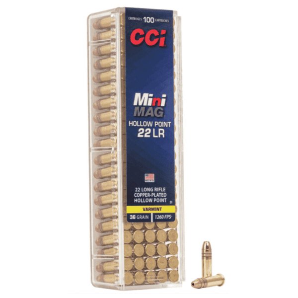 Munição CCI Mini Mag Copper Plated .22LR HP 36gr 100un