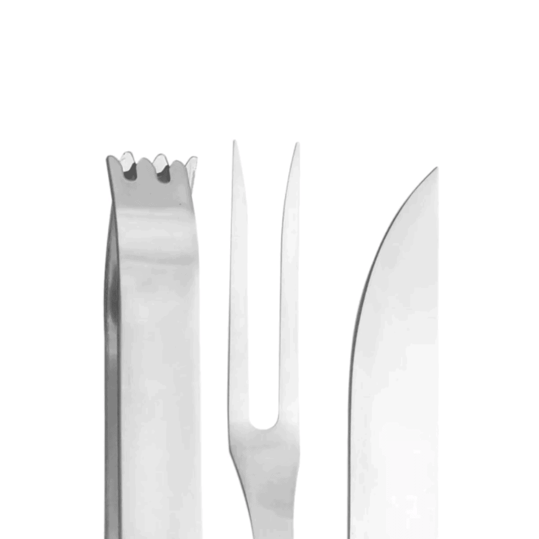 Kit Churrasco Nautika 3 Peças - Garfo, Faca e Pegador - Fork - Image 4