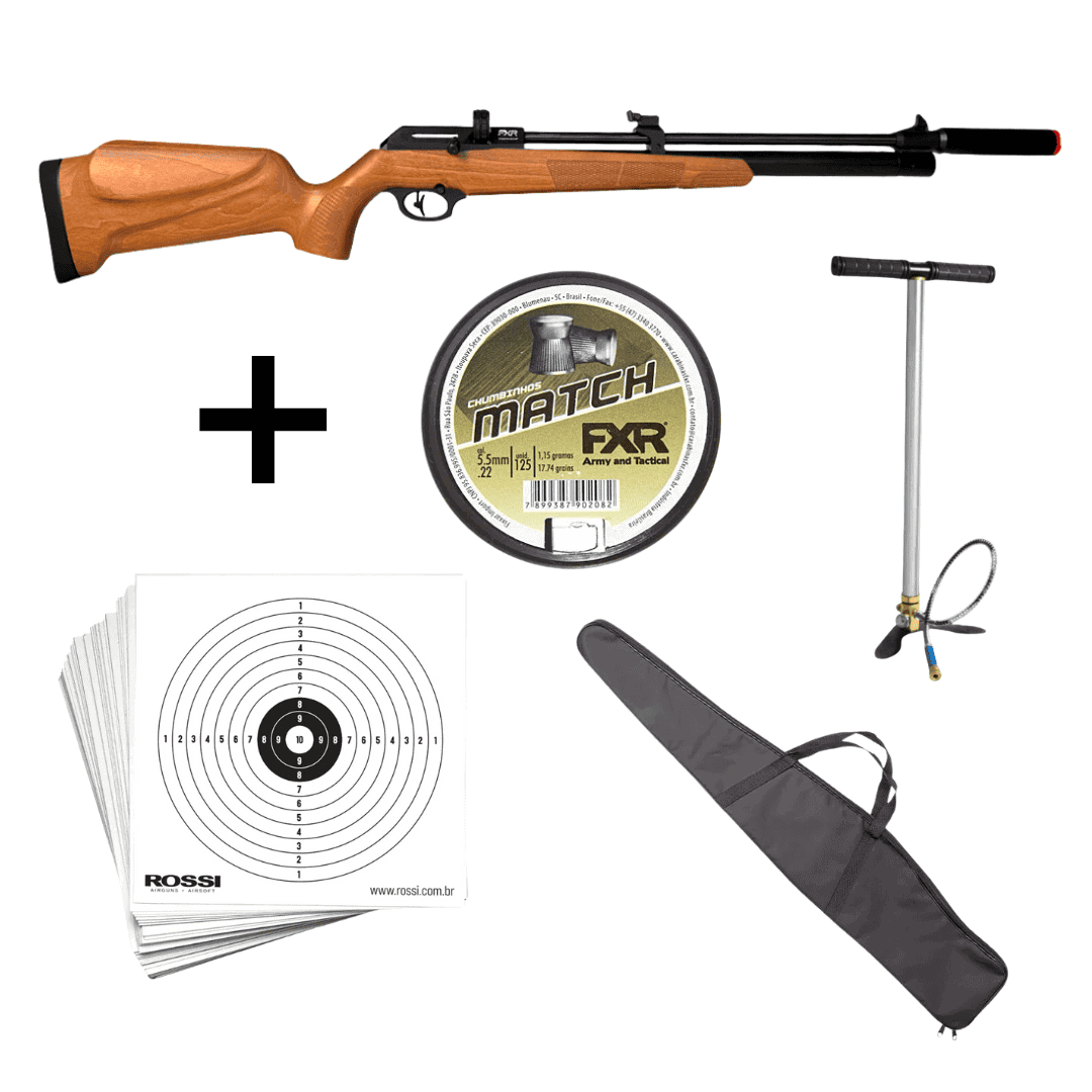 Carabina de Pressão PCP Artemis PR900W G3 Madeira 5,5mm + Bomba Manual + Chumbinho + Alvos + Capa
