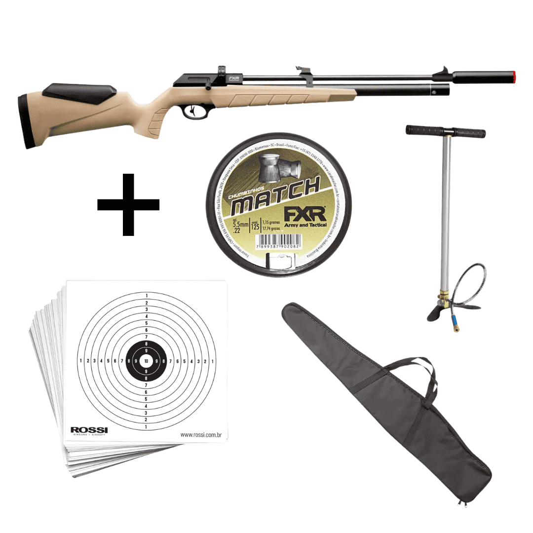 Carabina de Pressão PCP Artemis PR900T G3 Tan 5,5mm + Bomba Manual + Alvo + Chumbinho + capa