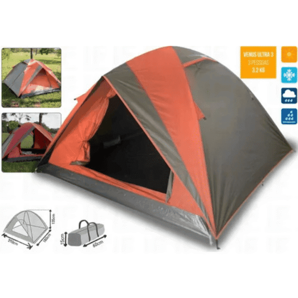 Barraca Venus Ultra 3 Pessoas Laranja com Verde